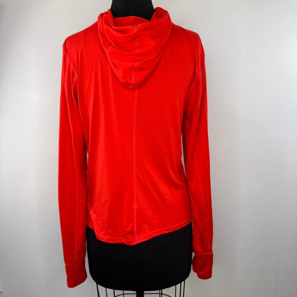FREE PEOPLE Movement Red Top Turtleneck Hooded Thumb Hole Pullover Size Large L - Picture 4 of 6